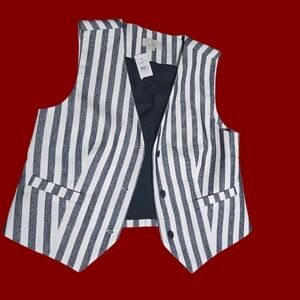 LOFT Navy and White Striped Vest - SIZE MEDIUM